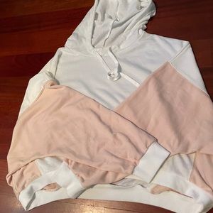 Cropped Pink and White Hoodie